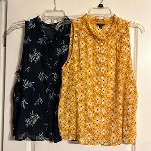 Bundle of Two Loft Petite cotton sleeveless blouses